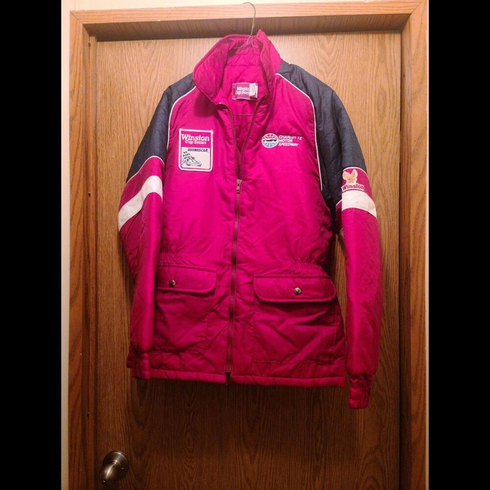 Vtg Winston Cup Series NASCAR Puffer Jacket Zip Charlotte Motor Mens S USA Made